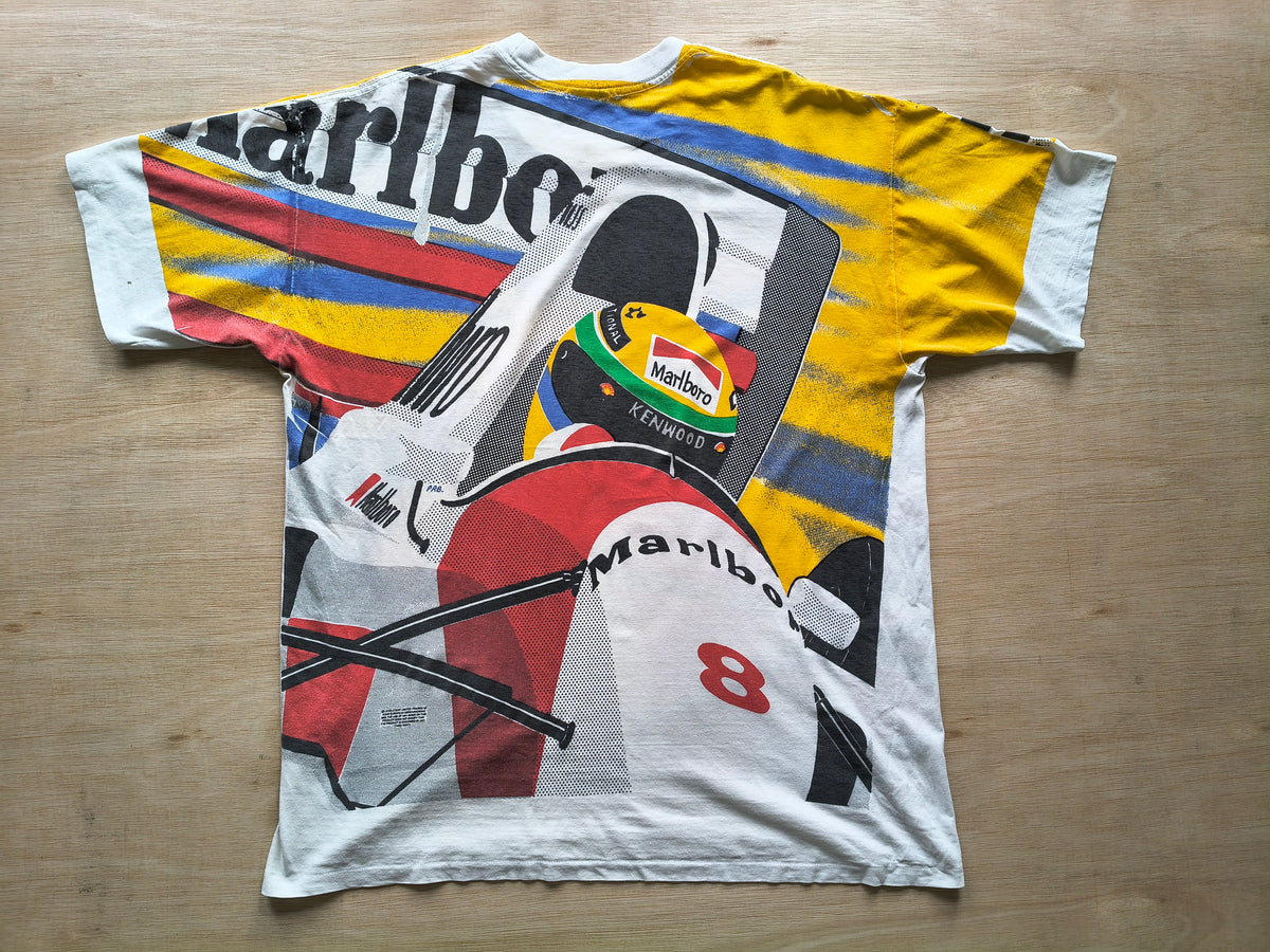 1993 Ayrton Senna AOP McLaren MP4/8 t-shirt vintage F1