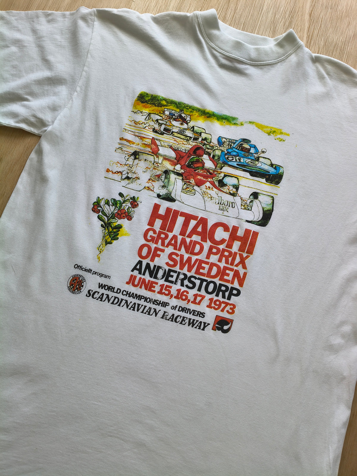 1973 Hitachi Grand Prix of Sweden t-shirt vintage F1