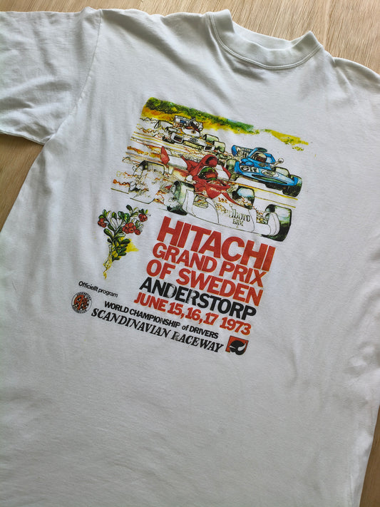 1973 Hitachi Grand Prix of Sweden t-shirt vintage F1