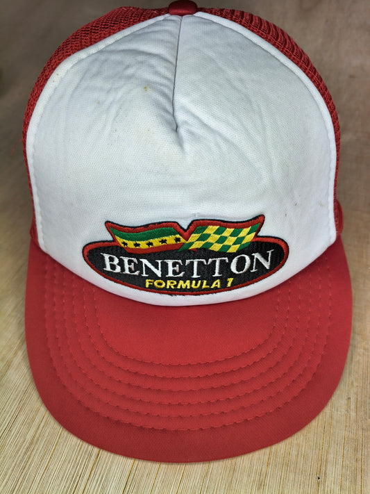 Vintage Benetton team trucker cap hat F1