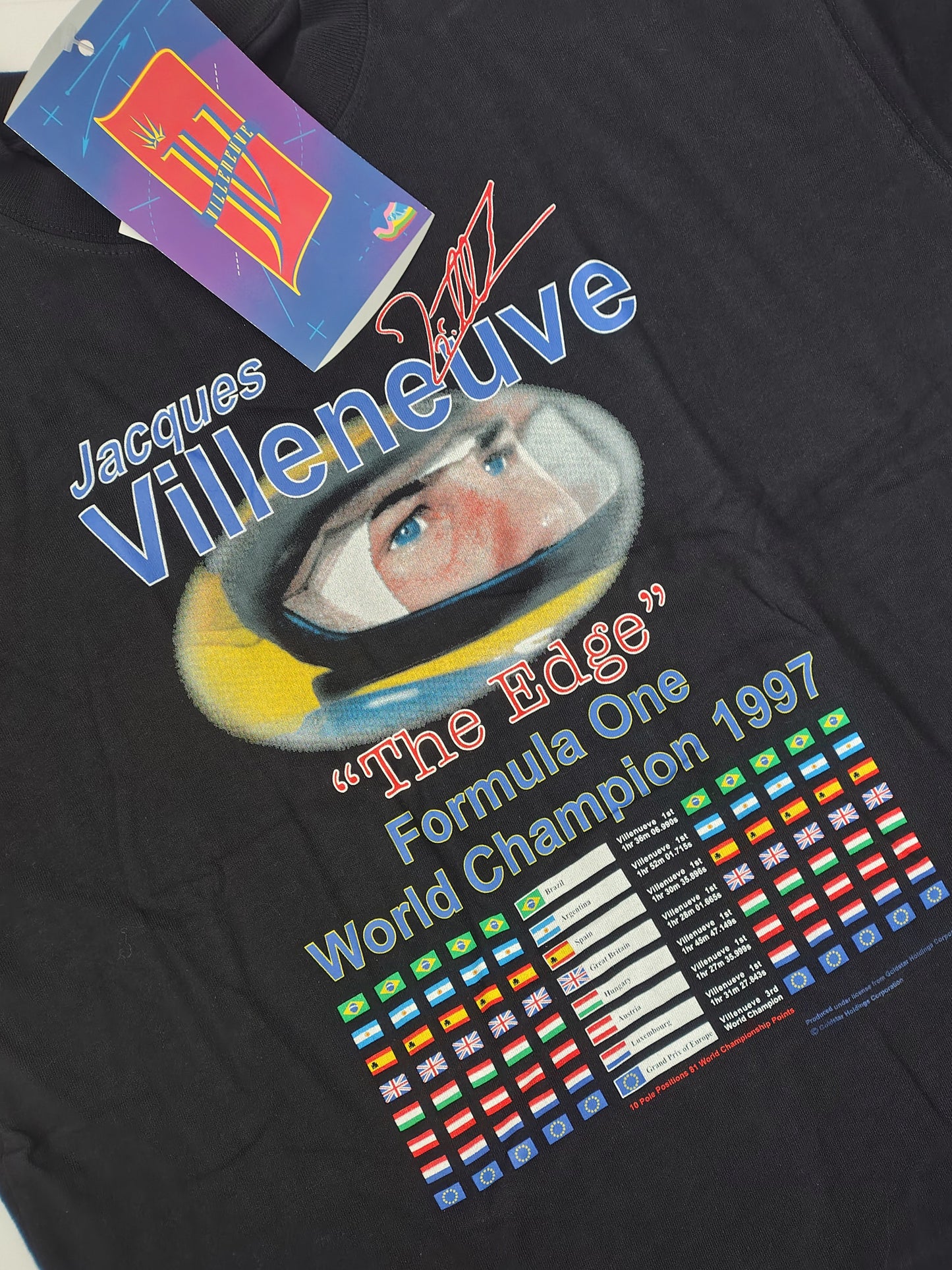 1997 Jacques Villeneuve world Champion t-shirt black Williams BAR F1 official JV vintage
