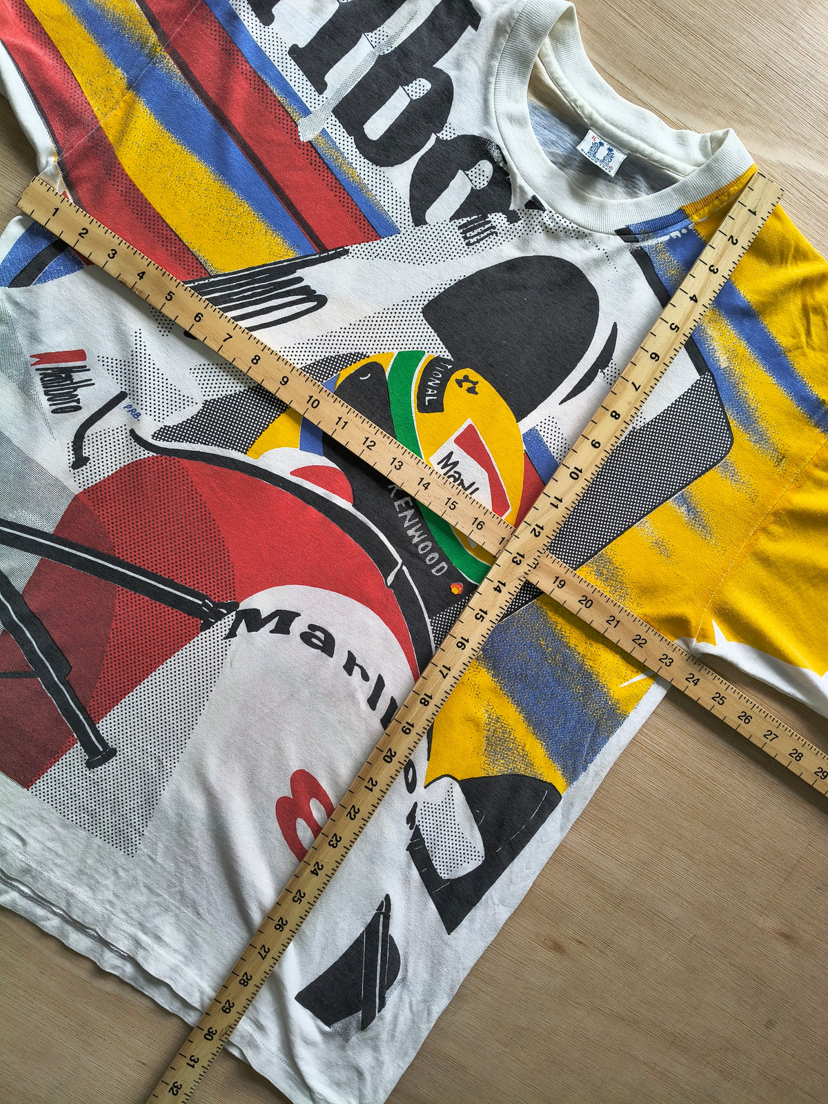 1993 Ayrton Senna AOP McLaren MP4/8 t-shirt vintage F1