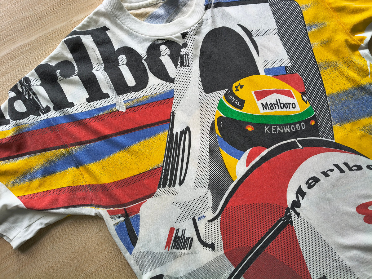 1993 Ayrton Senna AOP McLaren MP4/8 t-shirt vintage F1
