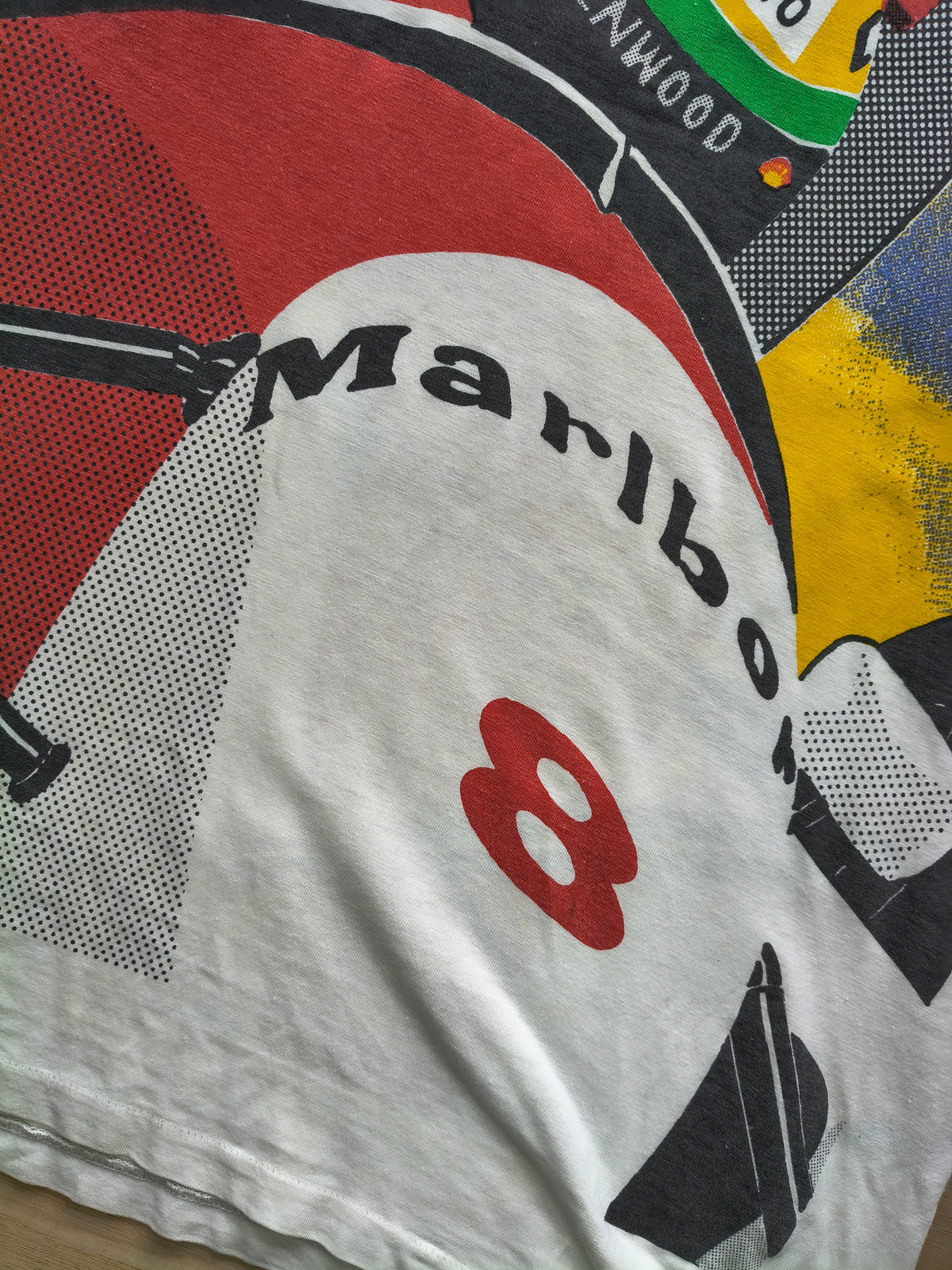 1993 Ayrton Senna AOP McLaren MP4/8 t-shirt vintage F1