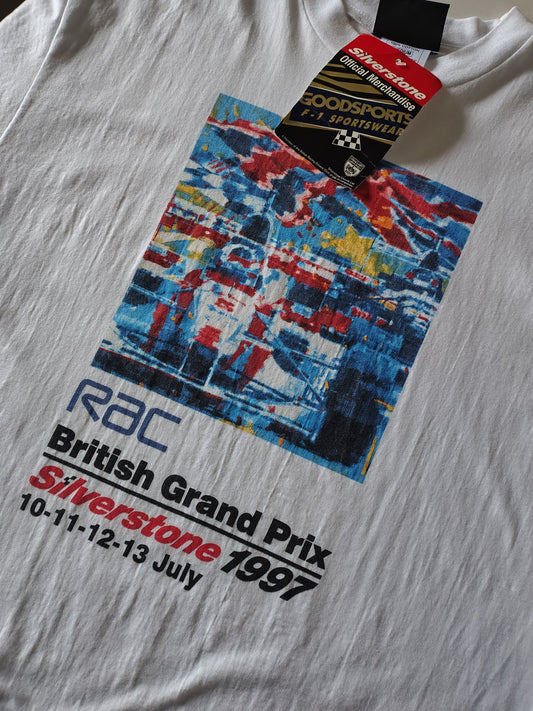 1997 British grand prix official white  t-shirt Silverstone vintage F1
