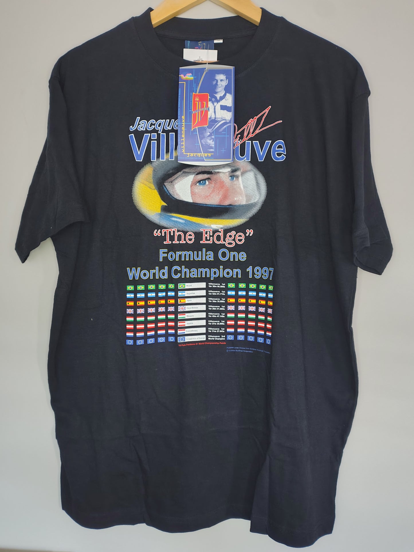 1997 Jacques Villeneuve world Champion t-shirt black Williams BAR F1 official JV vintage