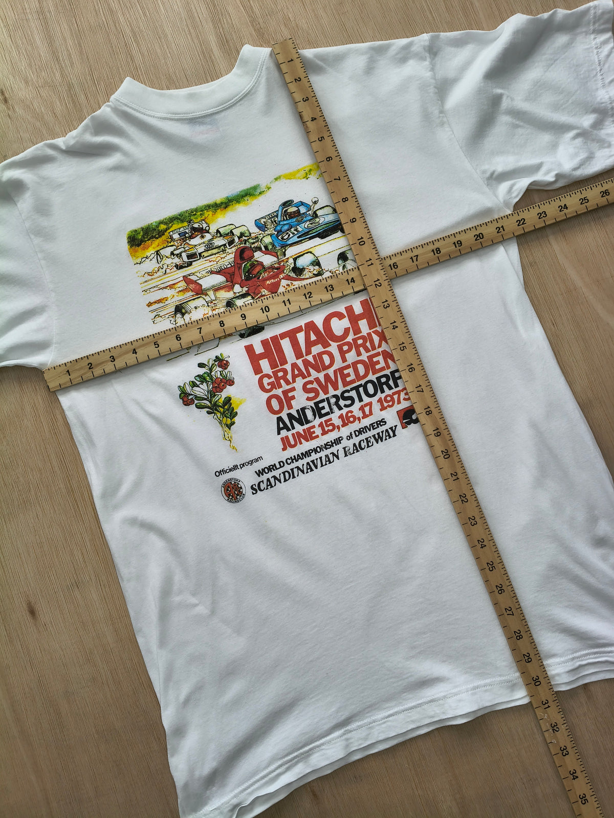 1973 Hitachi Grand Prix of Sweden t-shirt vintage F1