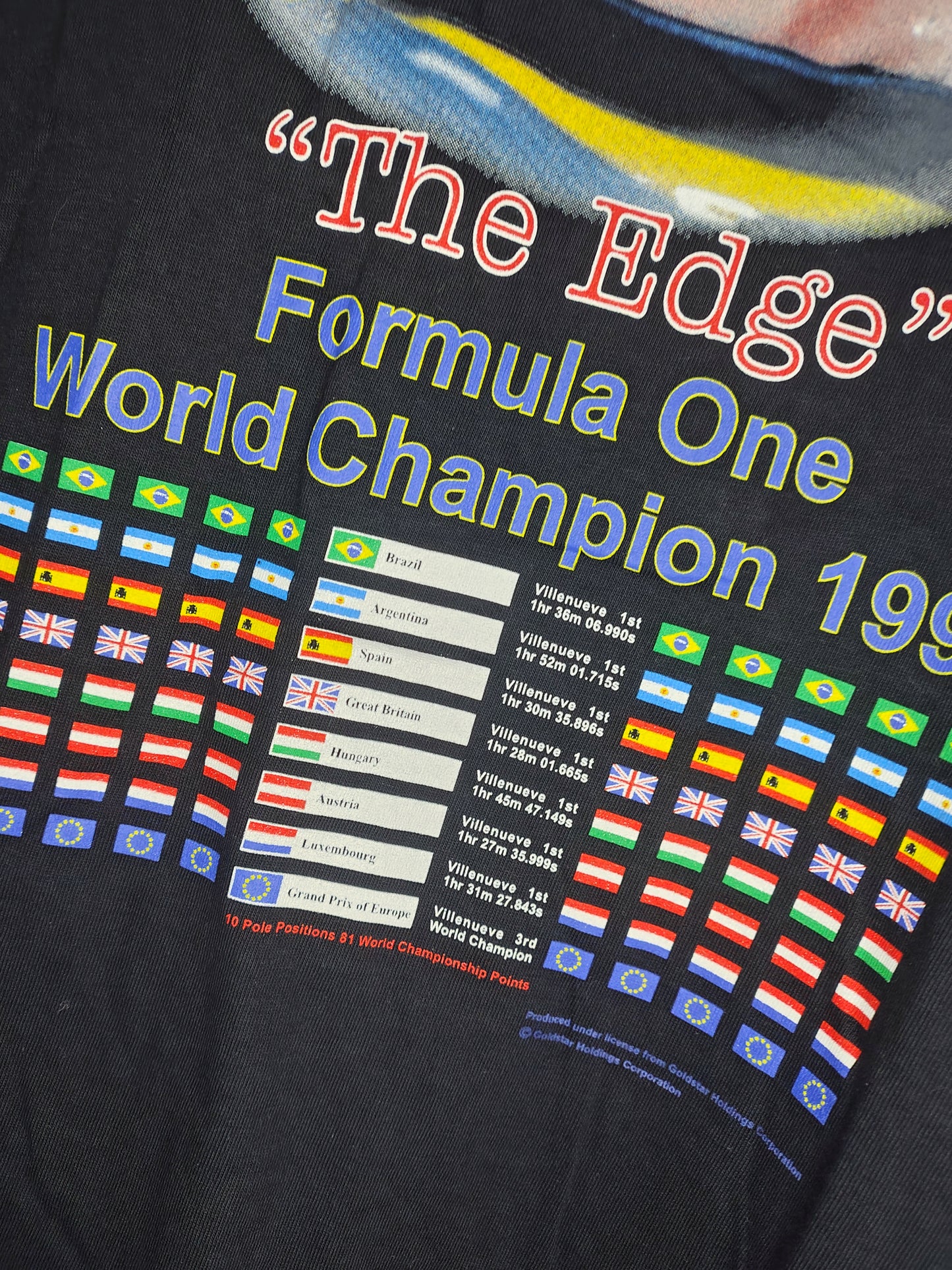 1997 Jacques Villeneuve world Champion t-shirt black Williams BAR F1 official JV vintage
