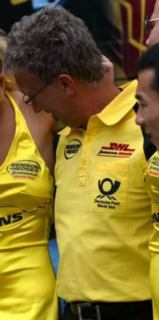 2002 Official DHL Jordan Honda team polo shirt by Puma vintage F1