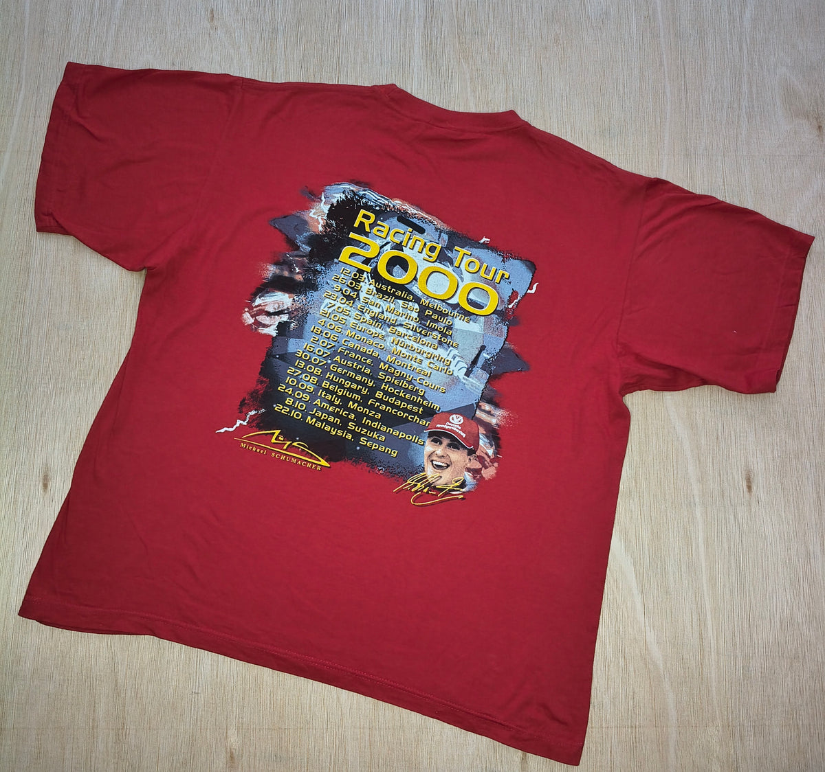 2000 Michael Schumacher world champion season t-shirt official Ferrari all over print AOP vintage F1