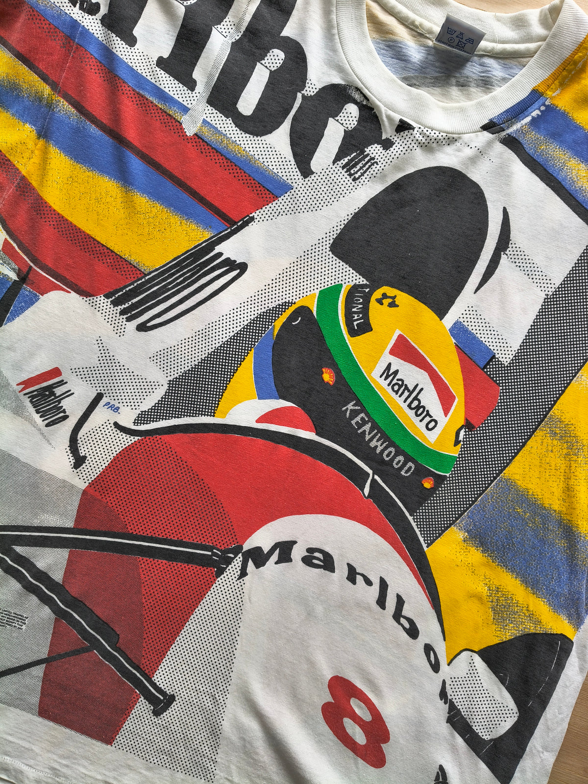 1993 Ayrton Senna AOP McLaren MP4/8 t-shirt vintage F1
