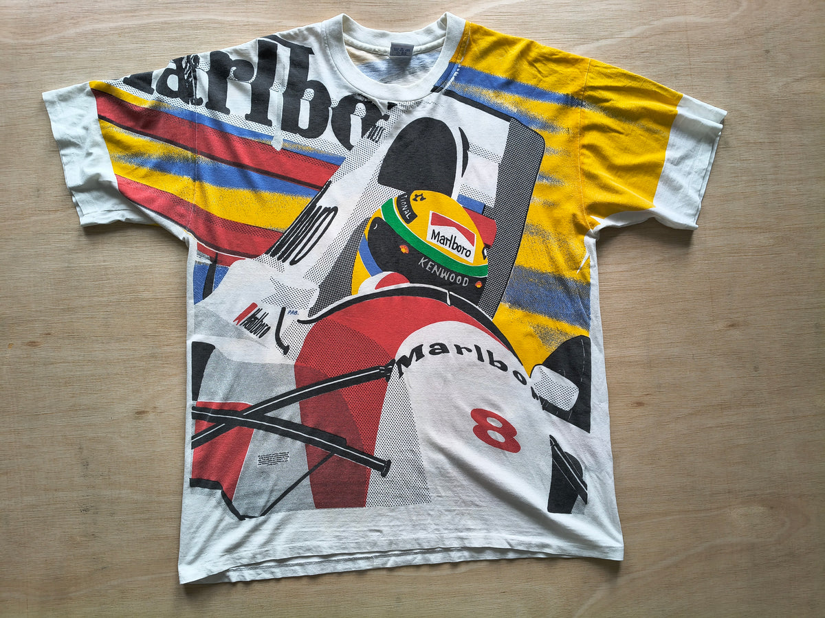 1993 Ayrton Senna AOP McLaren MP4/8 t-shirt vintage F1